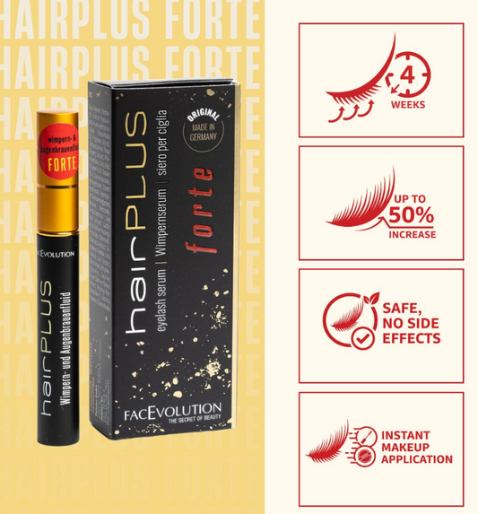 HairPlus FORTE eyelash serum by FacEvolution: results in 4 weeks, up to 50% increase, safe with no side effects