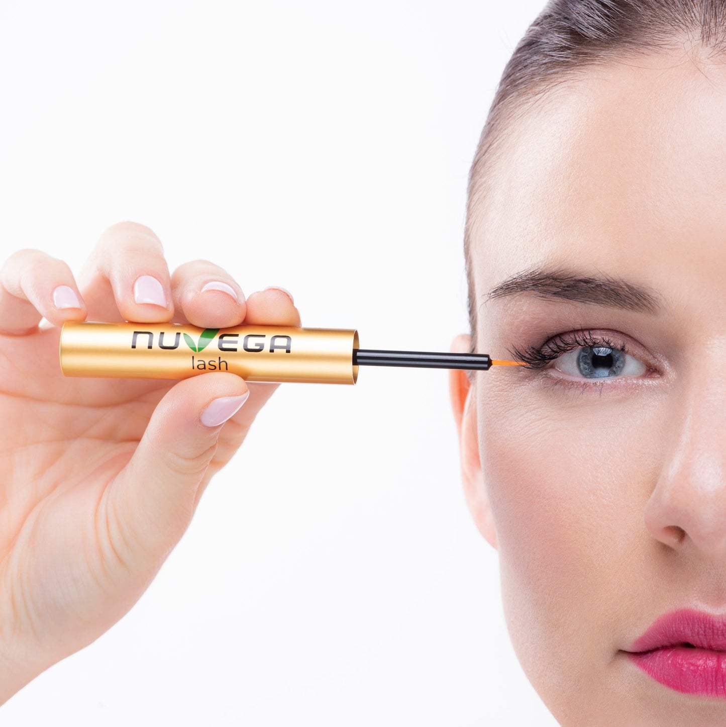 NUVEGA Lash Eyelash & Eyebrow Growth Serum by FacEvolution for naturally defined lashes and brows – model result