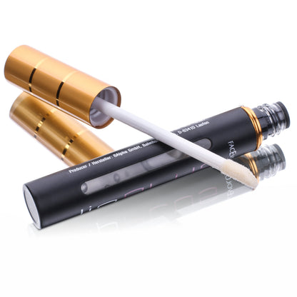 Facevolution Lip Booster 5 ml with open applicator wand and lip plumping formula